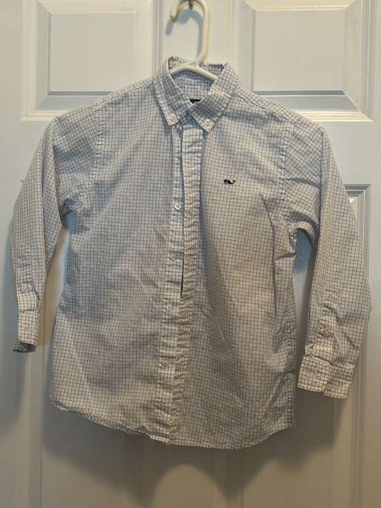 Vineyard Vines Other - Vineyard Vines Boys' White & Light Blue Micro-Check Button-Down Shirt
